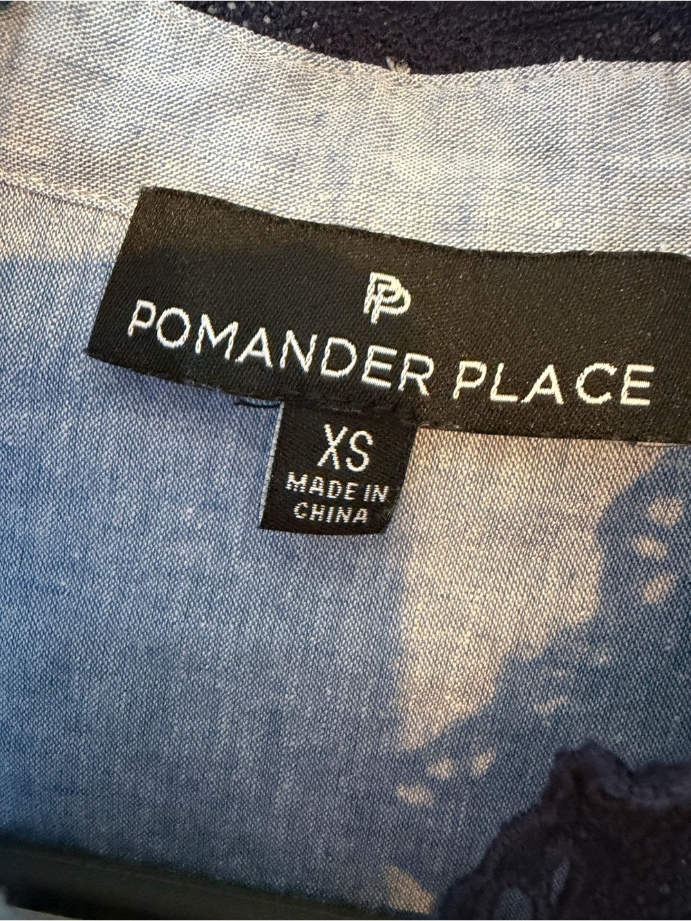Pomander Place Tuckernuck Jolene Chambray Midi Dress Button Front Lace Linen - Picture 6 of 7